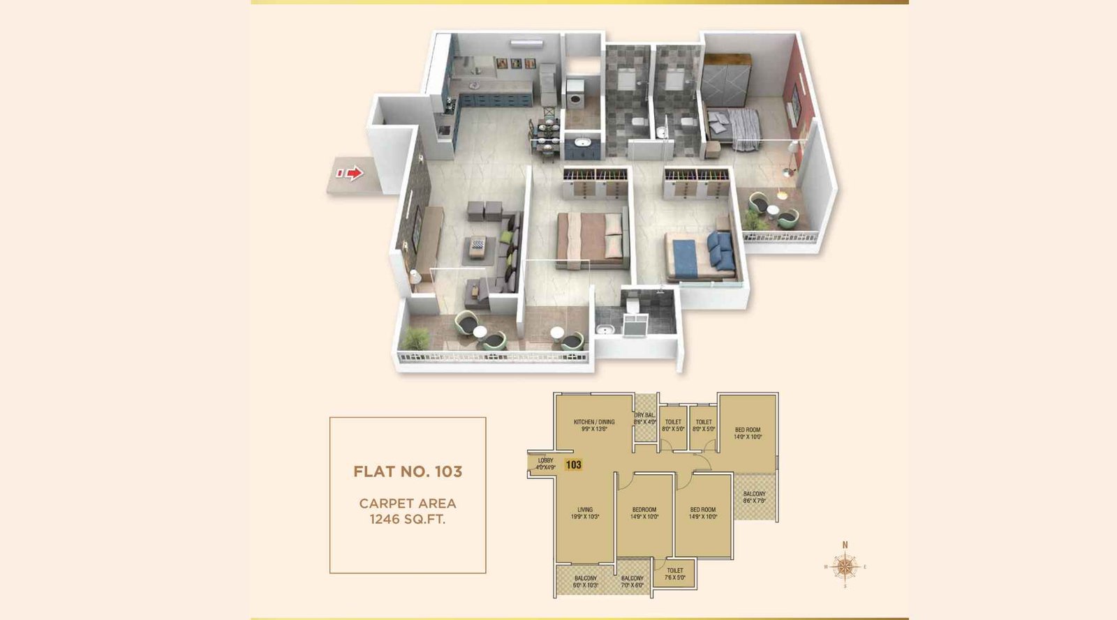 Palaash-Oak-Prime-3-BHK-1246-Sqft